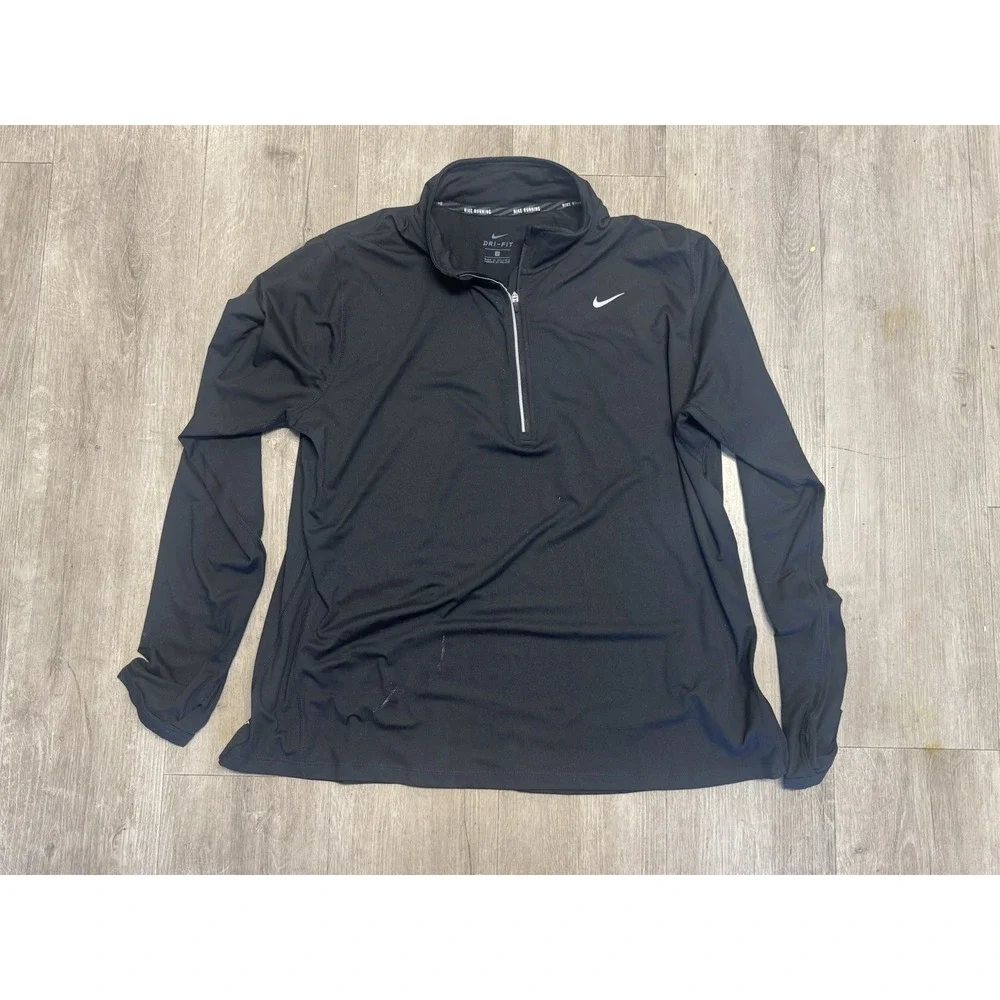 Nike Dri-FIT Shirt Womens 1X Black 1/4 Zip Long Sleeve Running Pullover Top